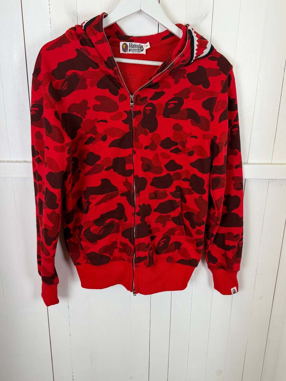 Red Bape Full Zip Hoodie Women’s Size M 100% Cotton